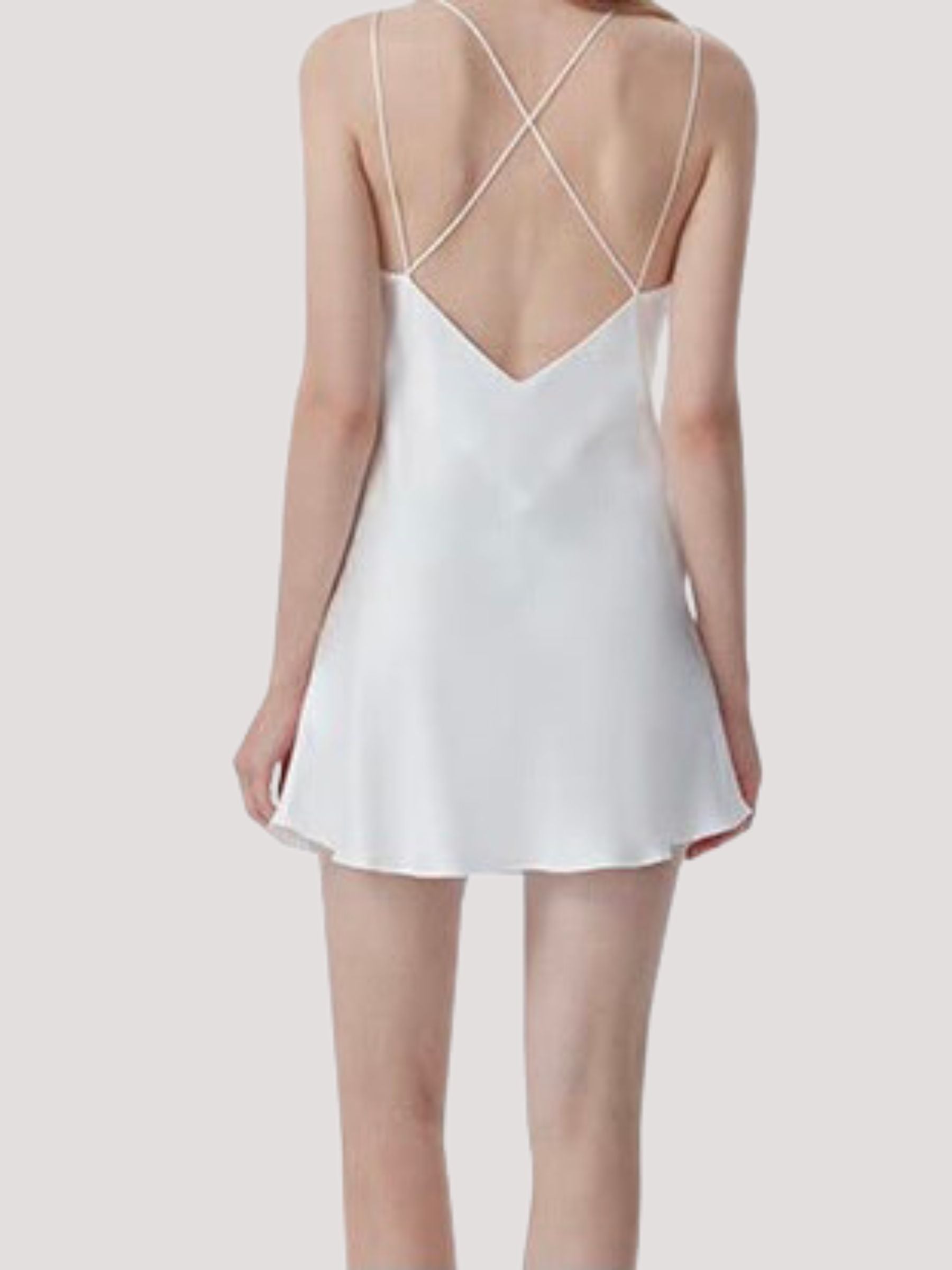 Zijden negligé met dubbele spaghettibandjes