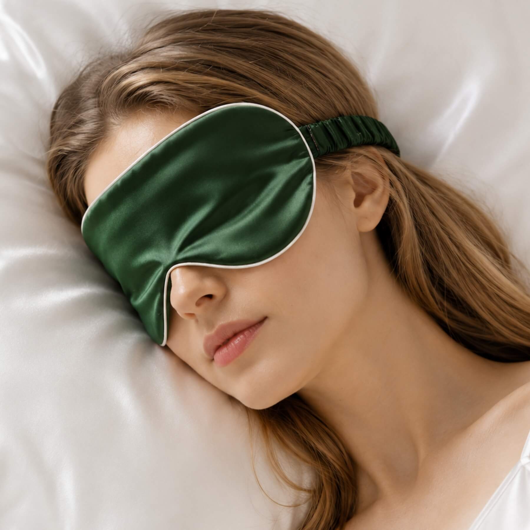 Zijden oogmasker met met zijde omhulde elastische band