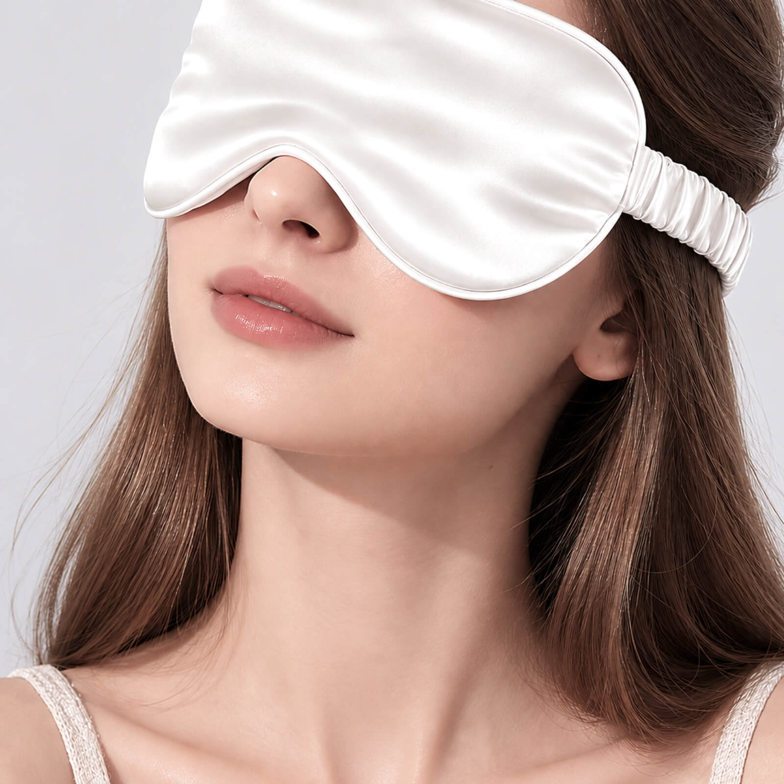 Zijden oogmasker met met zijde omhulde elastische band