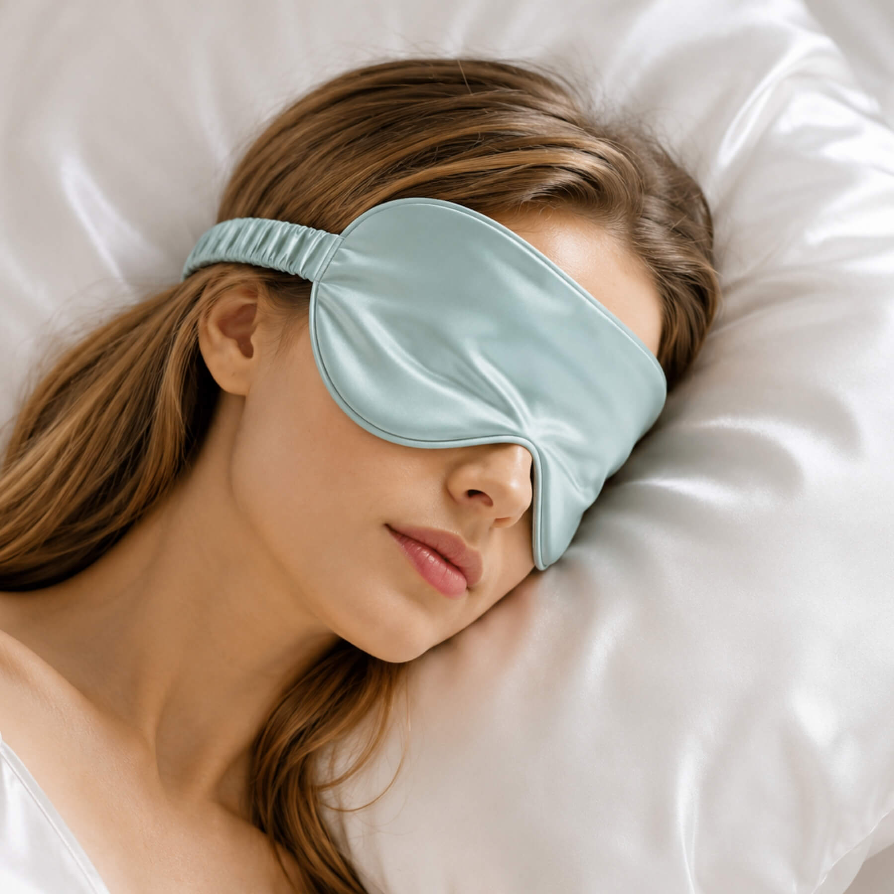 Zijden oogmasker met met zijde omhulde elastische band