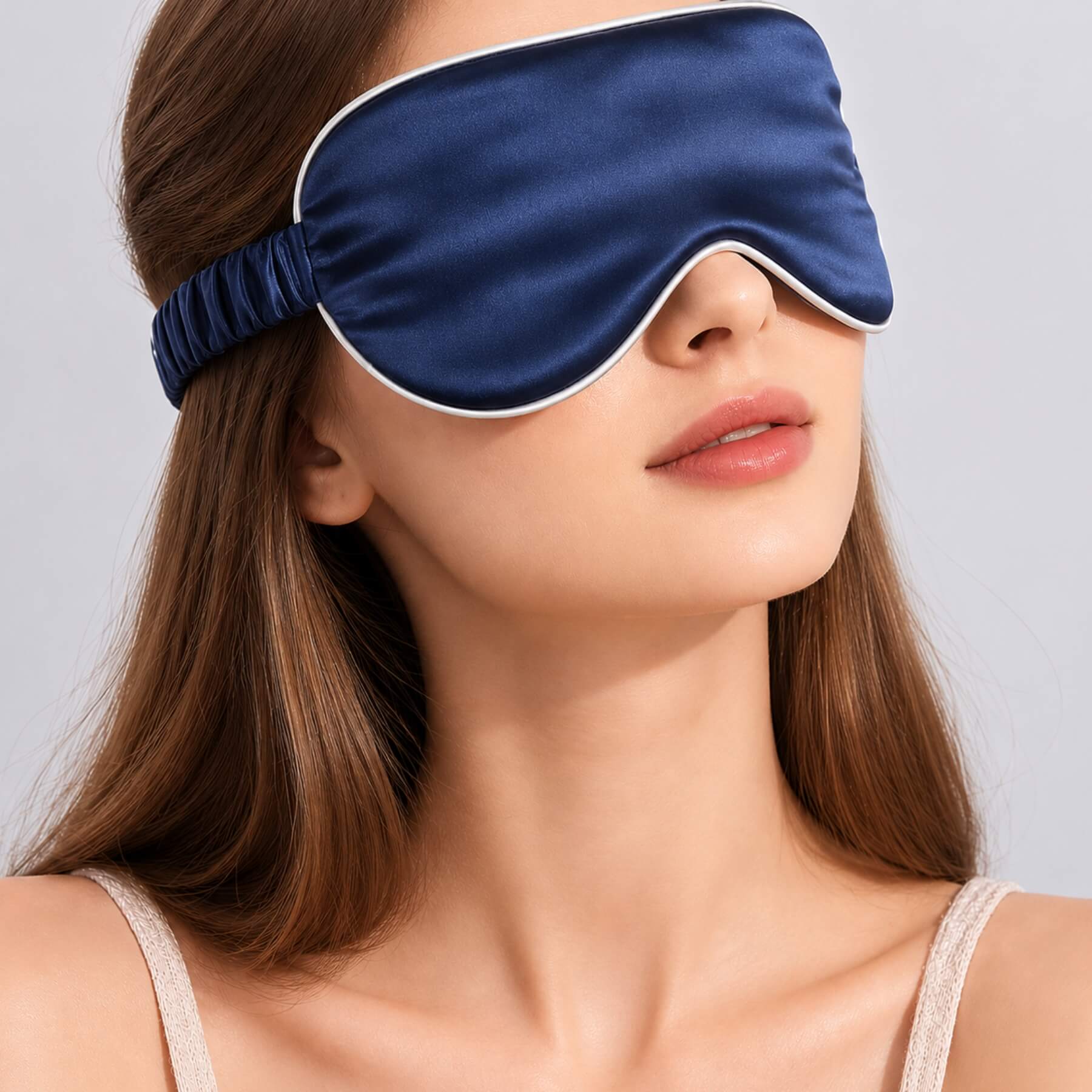 Zijden oogmasker met met zijde omhulde elastische band