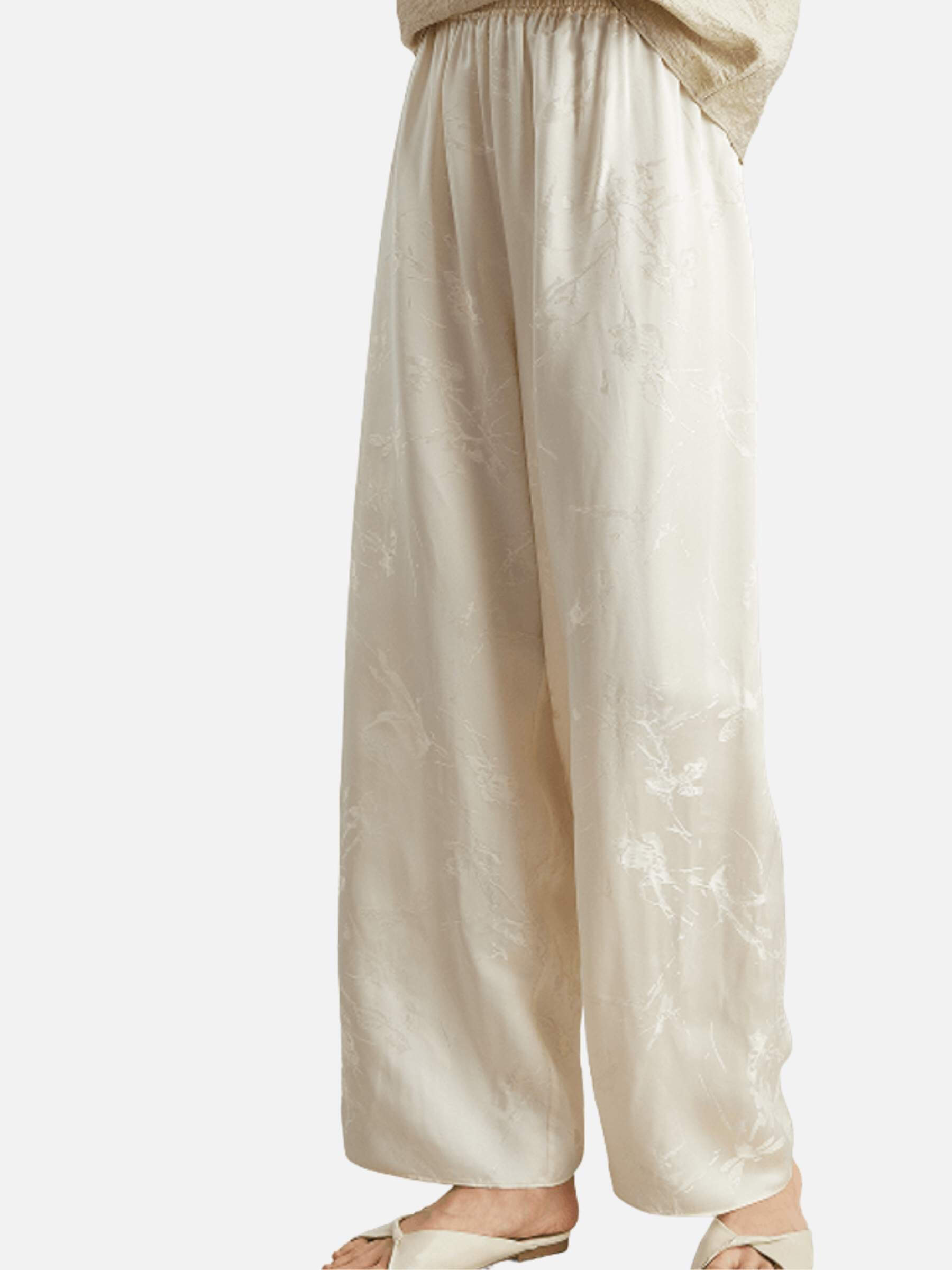 Zijden jacquard broek