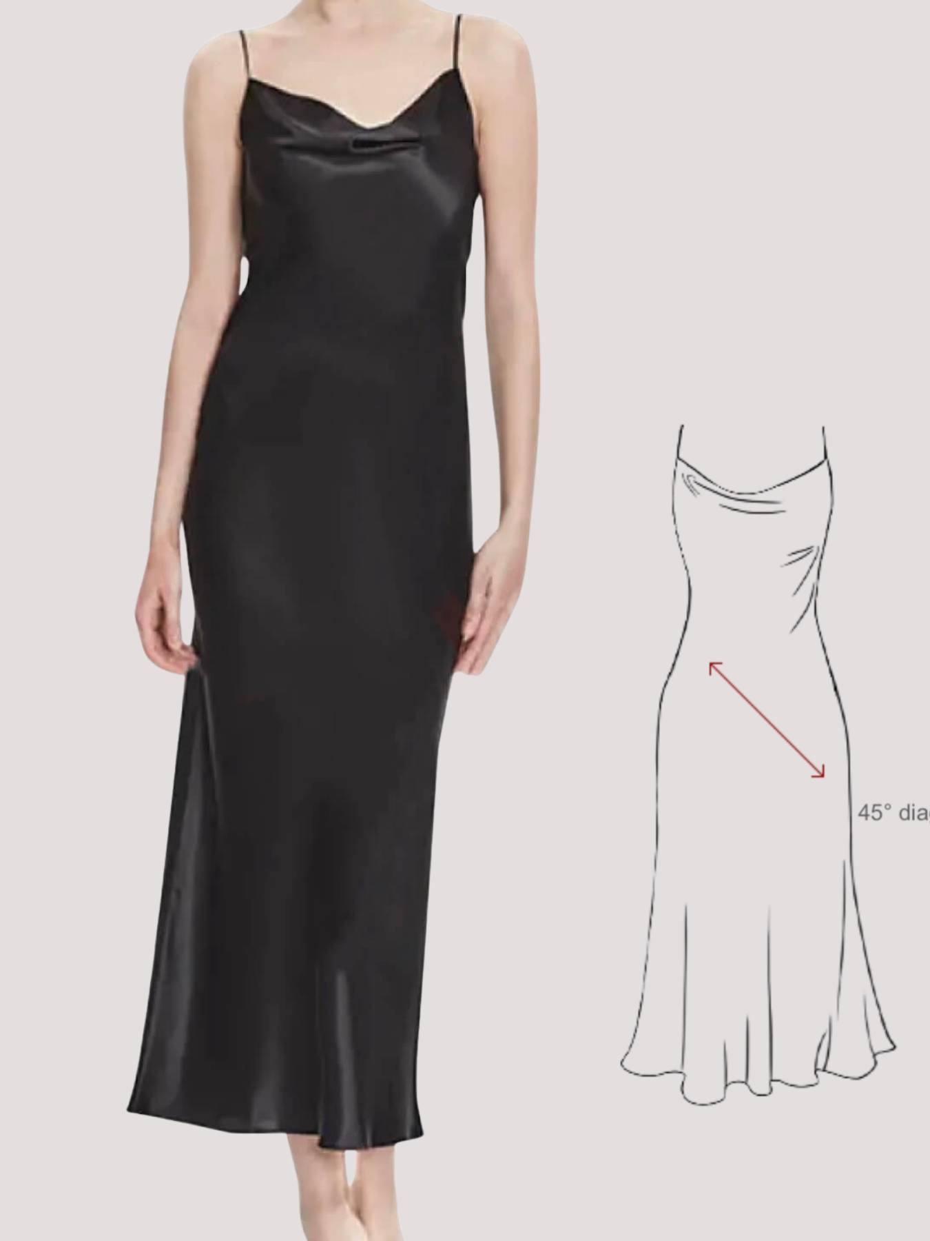 Zijden nachthemd met bandjes (lang)