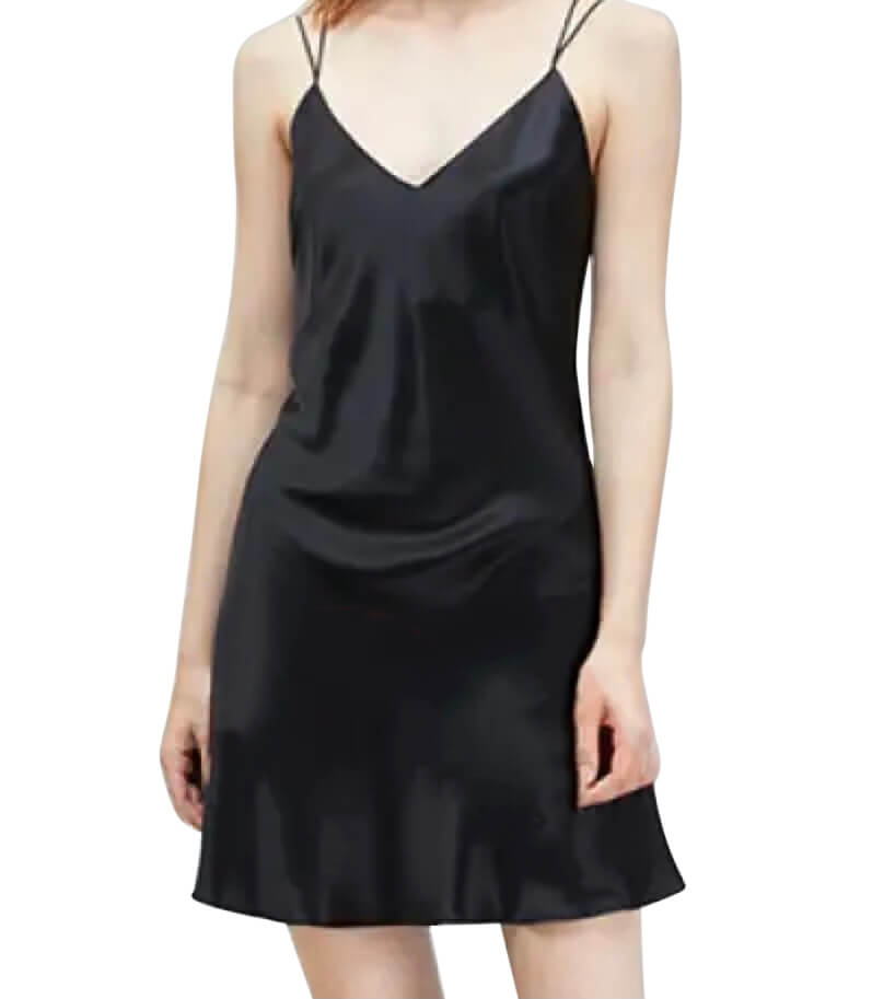 Zijden negligé met dubbele spaghettibandjes