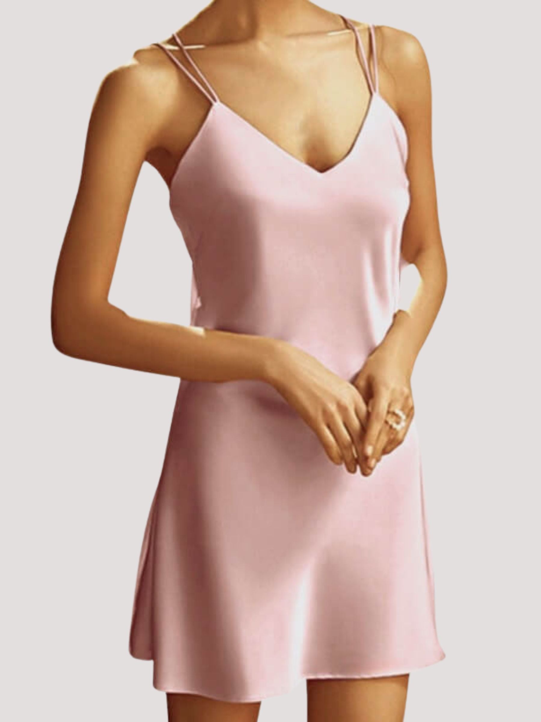 Zijden negligé met dubbele spaghettibandjes