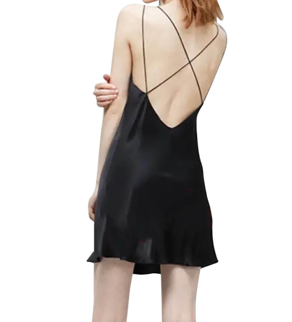 Zijden negligé met dubbele spaghettibandjes