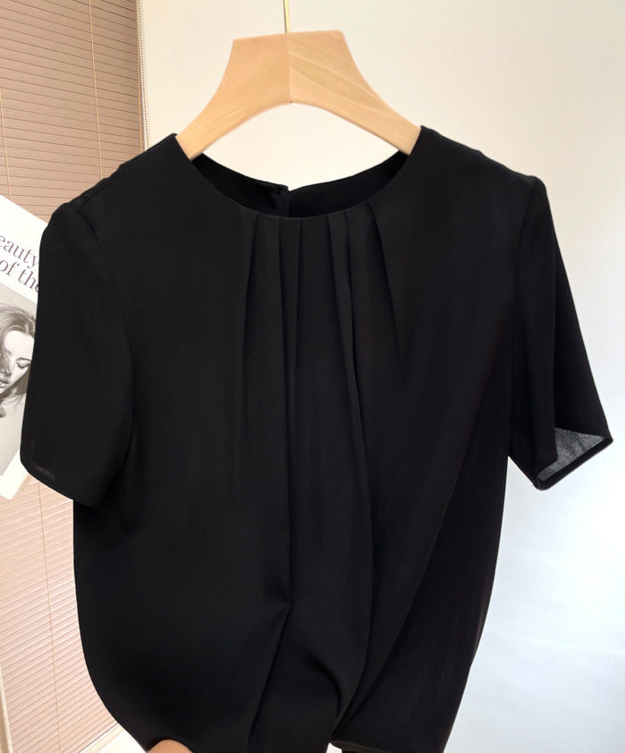 Zijden blouse met korte mouwen