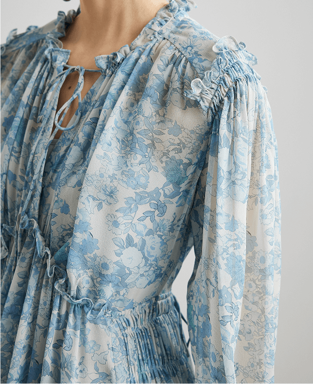 Jurk van chiffon met bloemenprint